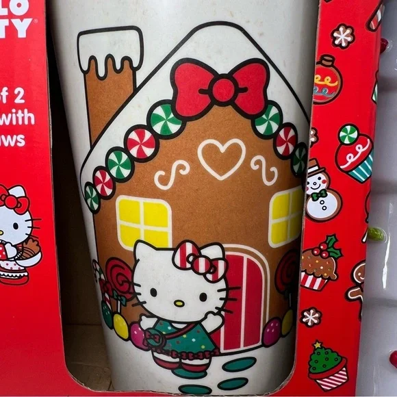 Christmas Sanrio Hello Kitty Double Sided Gingerbread House Bamboo Tumbler/Cups - Picture 9 of 12